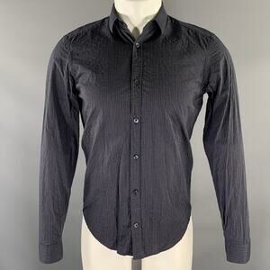 BURBERRY Size S Navy Grey Pinstripe Cotton Long Sleeve Shirt